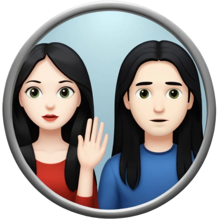 Spooky Man in mirror behind woman emoji