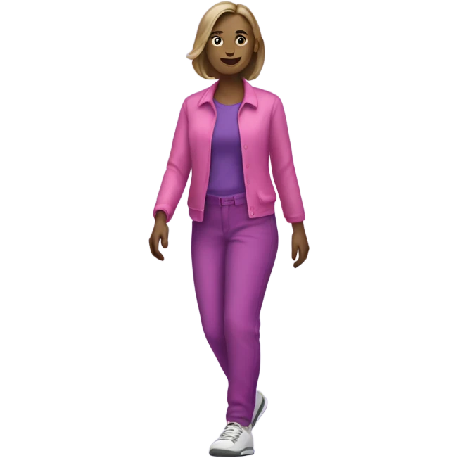 White Woman walking pink and purple clothes emoji
