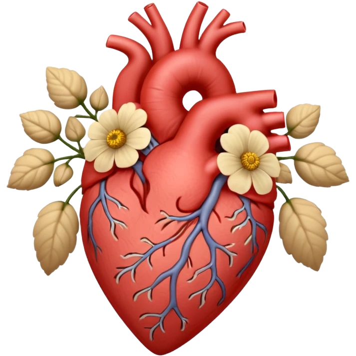 Anatomy heart + beige flowers emoji