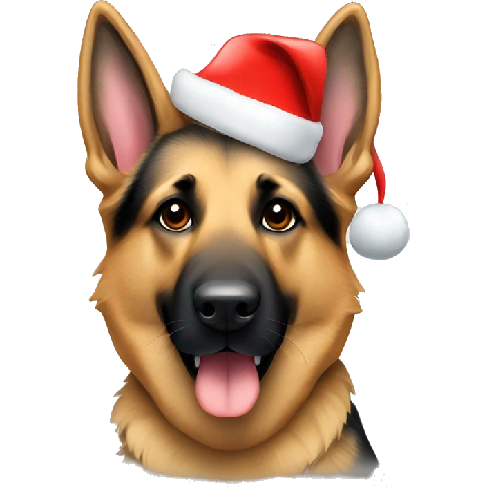 German shepherd in Santa hat emoji