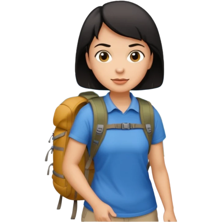 a white woman who has black short hair hiking  emoji