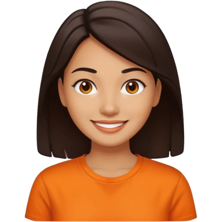 medium tone skin, dark hair, orange shirt, woman emoji