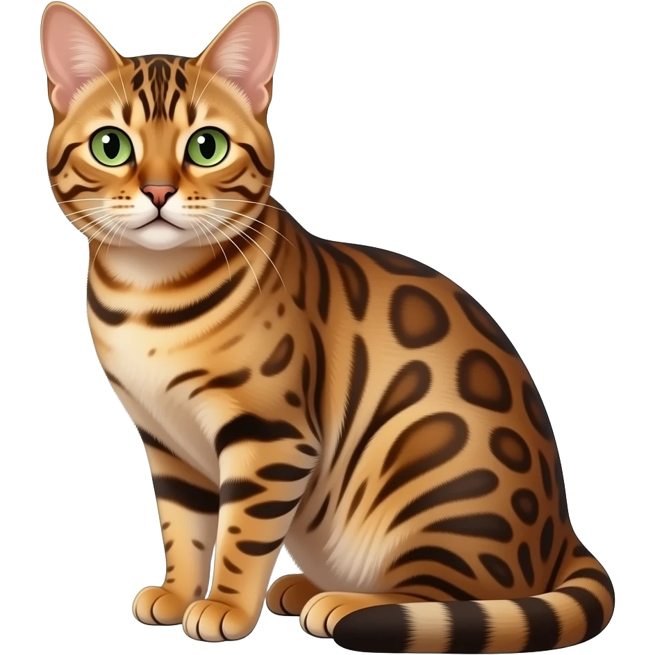 Realistic slim beautiful fine aesthetic Bengal cat emoji