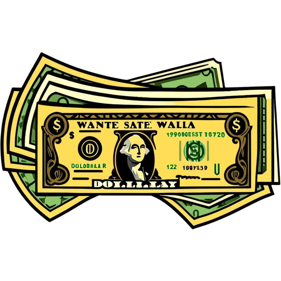 gold scale with dollar bills on one side and beauty products on the other side emoji