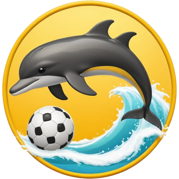 Yellow black dolphin cirkle wave soccerball emoji