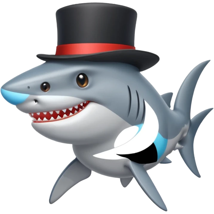 Shark with a top hat emoji