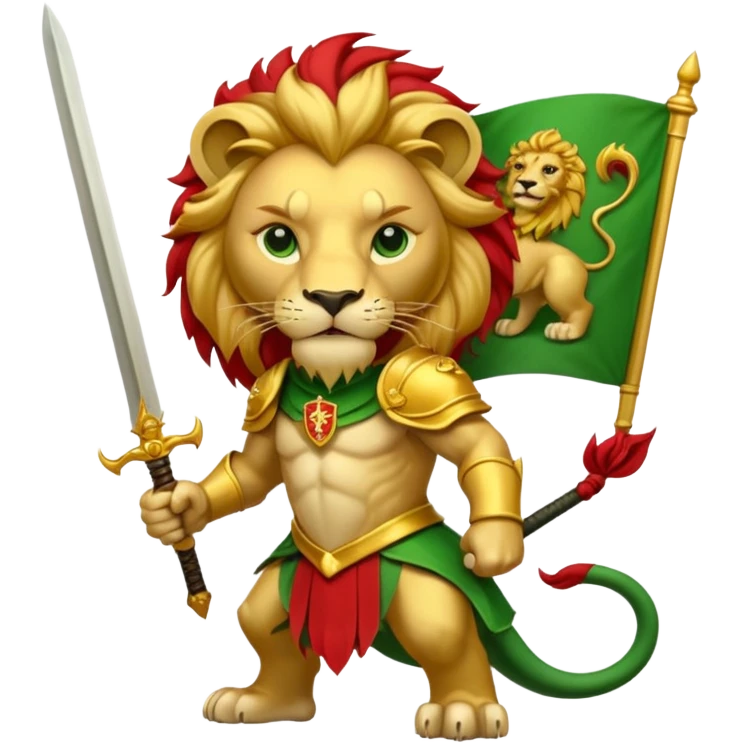 A lion with a sword and the sun on top of it and on the top green and bottom red flag emoji