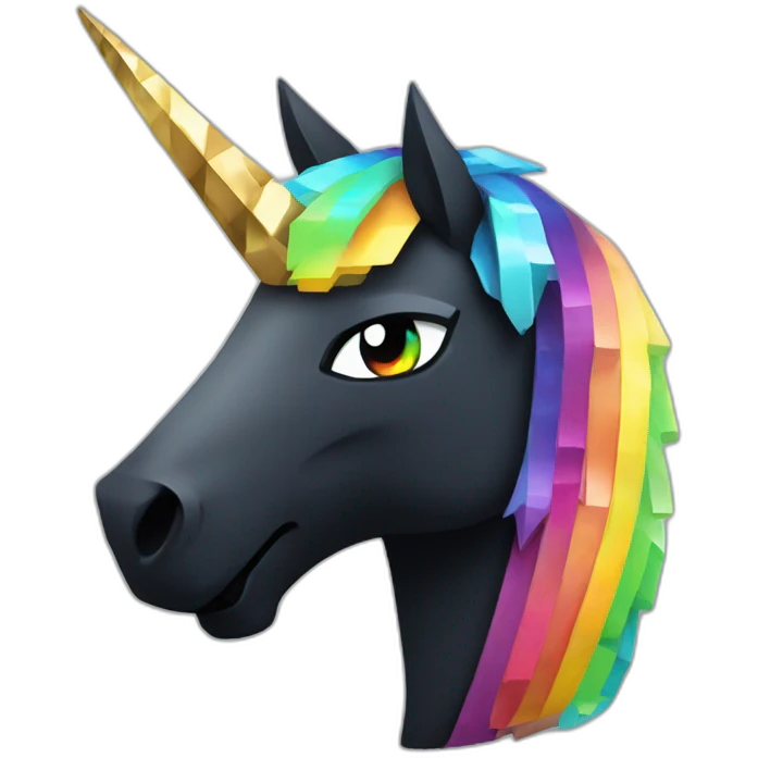 Minecraft Rainbow Black Unicorn Head With Diamond Horn emoji
