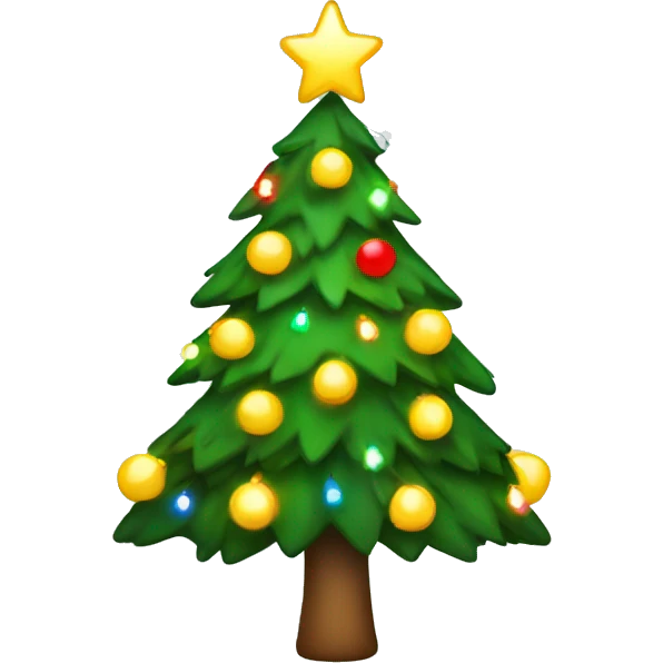 Christmas tree with lights and bow emoji
