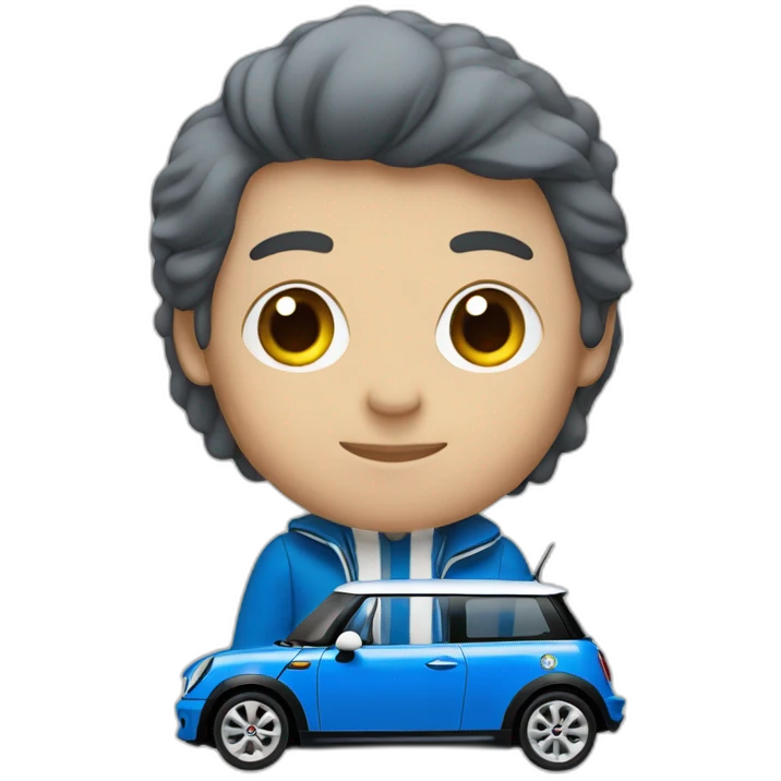 Blue and white Mini Cooper  emoji