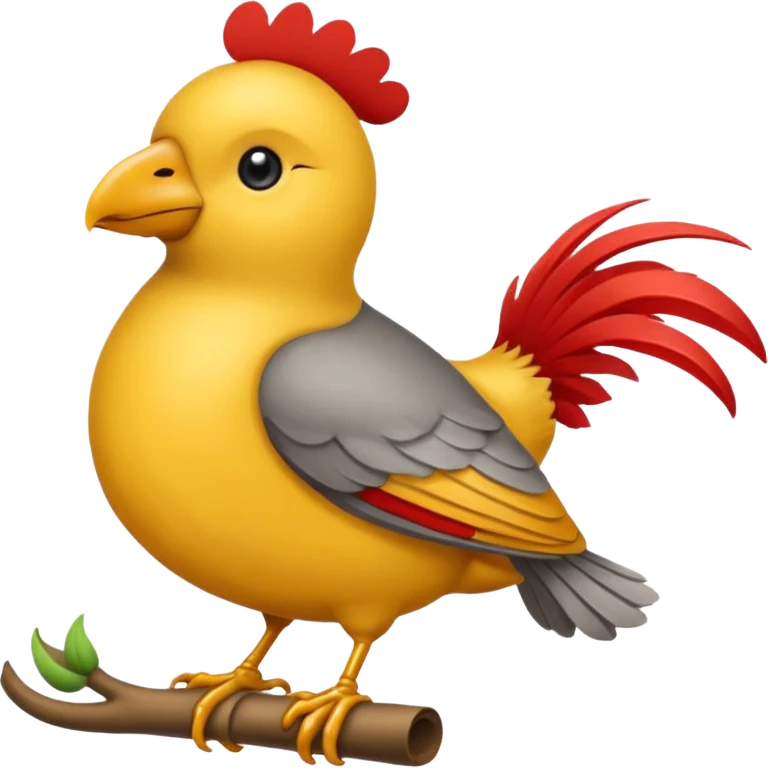 Calopsita com cabeça amarela, corpo cinza, topete, cauda longa e bochechas vermelhas emoji