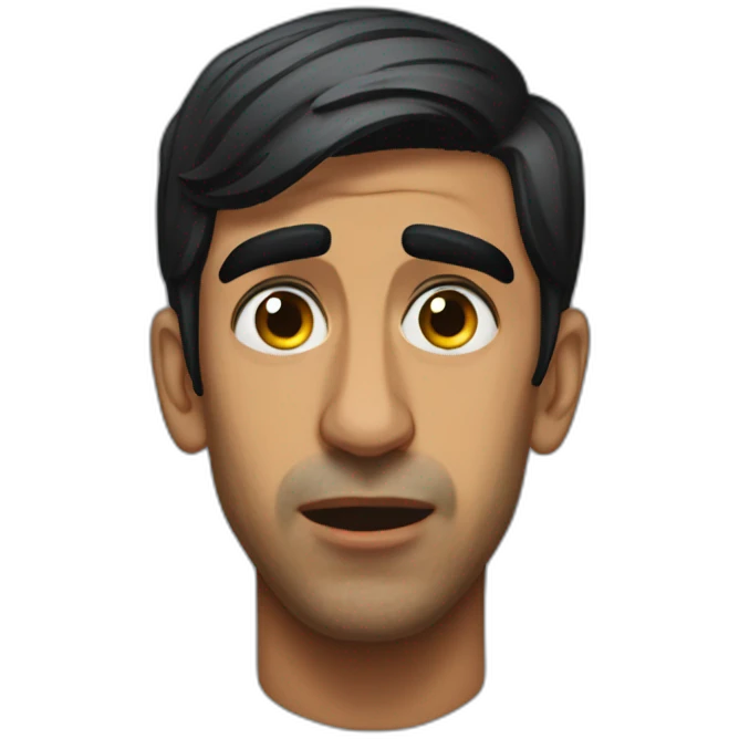 Crying rishi sunak with a tear rolling down his gave emoji