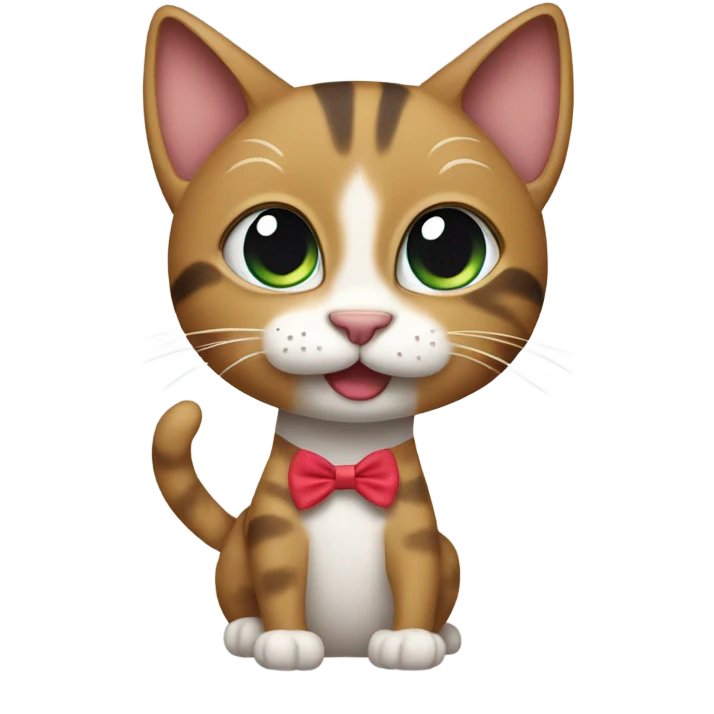 Cat wearing a hair bow and hand gesture stop emoji