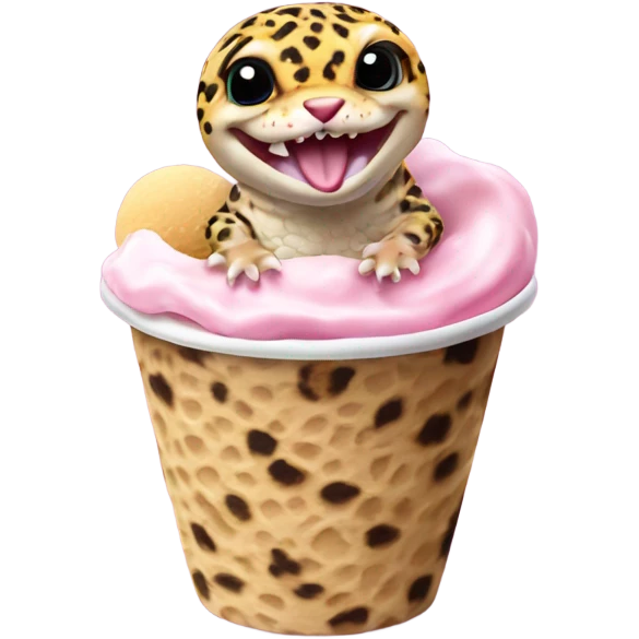 leopard gecko in an ice cream cup emoji