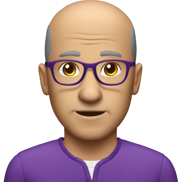 balding guy with glasses in all purple sui emoji