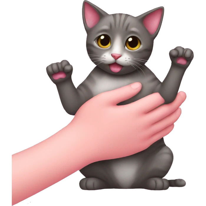 cat with pink boy and hands  emoji