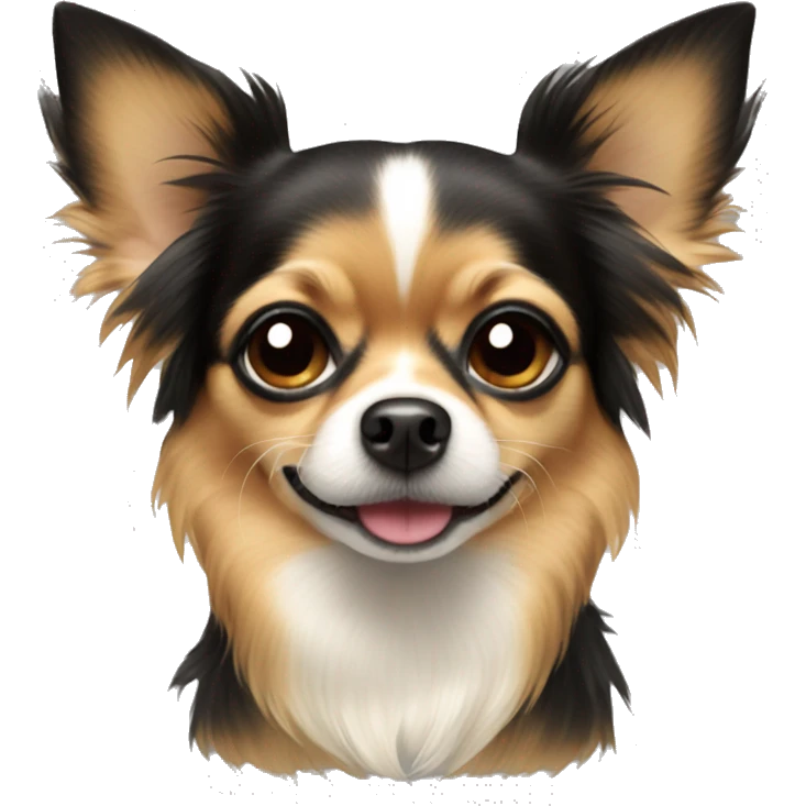black and tan long-haired chihuahua head only emoji