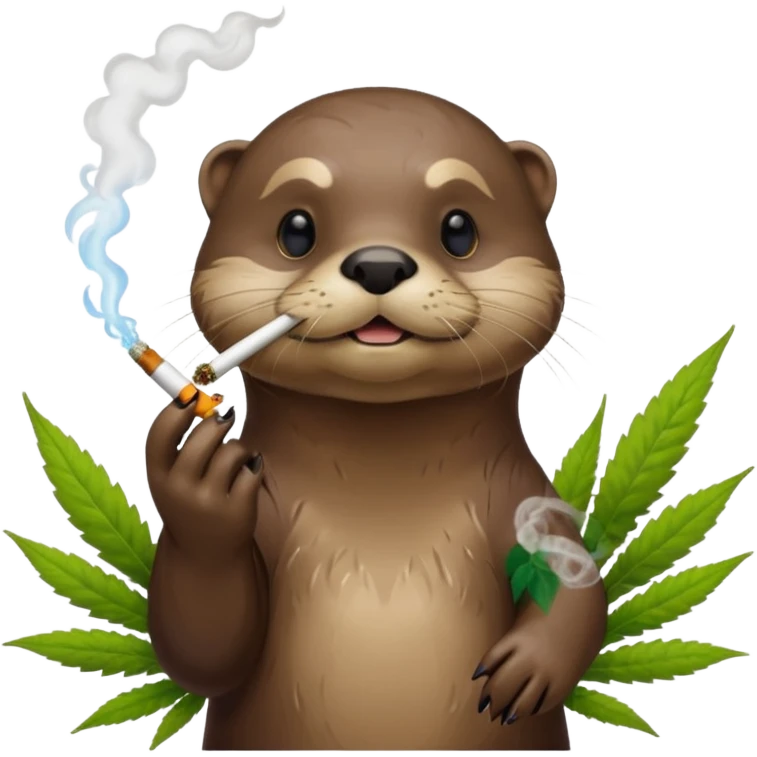 a otter smoking a joint surrounded by marijuana fumes emoji