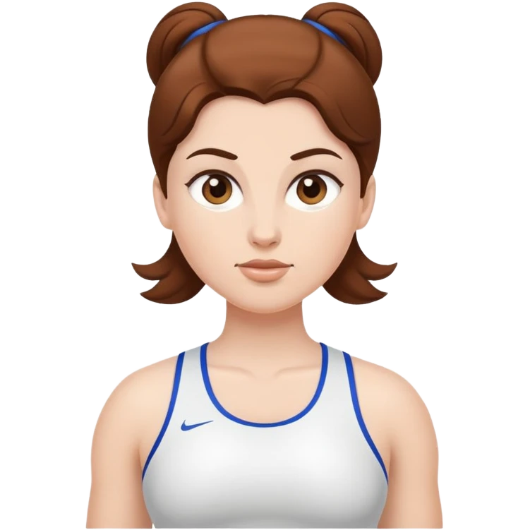 athlete with white skin and curvy brown hair emoji