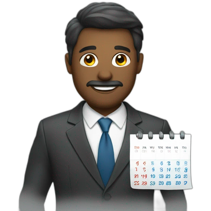a man in a suit holding a calendar emoji