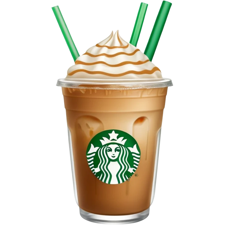 Starbucks iced latte in clear cup with green logo and straw emoji