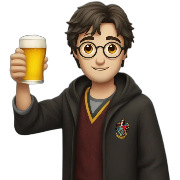 Harry Potter drinking beer emoji