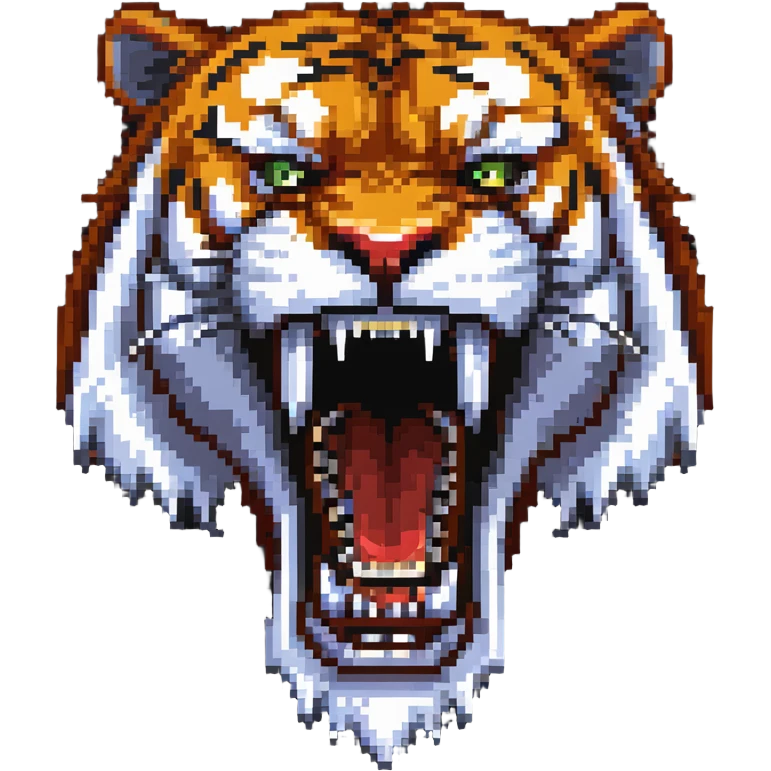 saber-toothed tiger with impossibly long fangs that are twice the length of its head, absurdly exaggerated canine teeth emoji