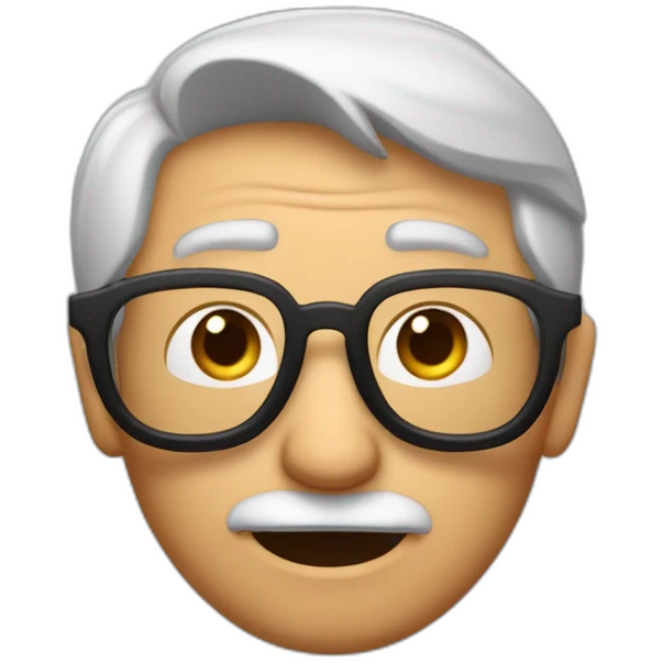 Un señor senior estilo Pixar con gafas y pelo corto emoji