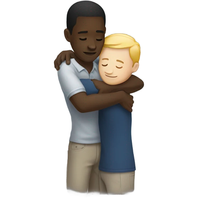 black man hugging  a white man emoji