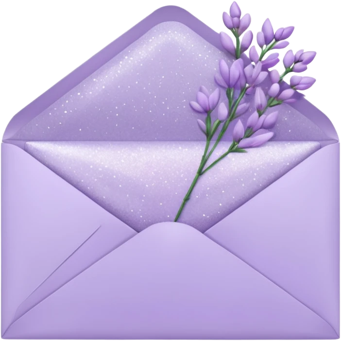 a closed pastel lavender lilac flowers heart shiny sparkly glittery aesthetic romantic vintage envelope  emoji