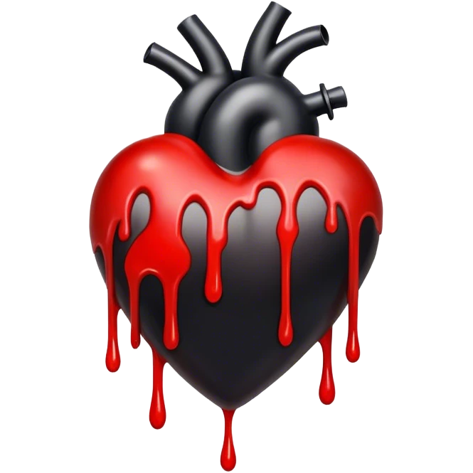 Black heart with blood drips emoji