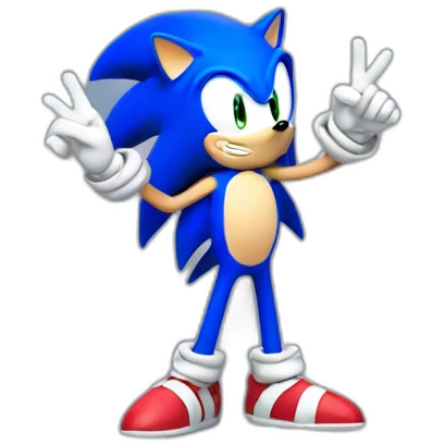 Sonic doing a peace pose emoji