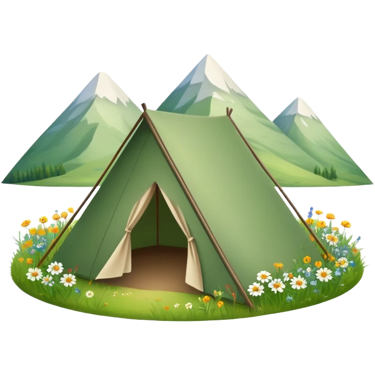 small triangular tent in a meadow emoji