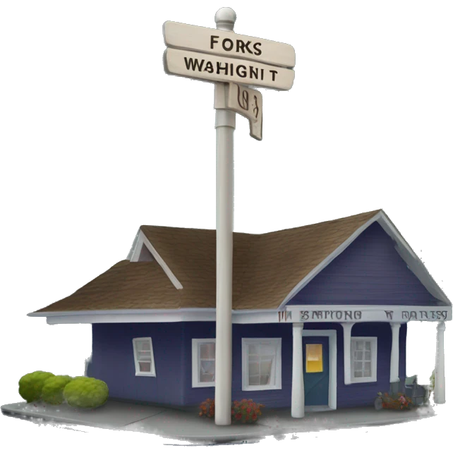 Twilight Inspired Emoji : Forks, Washington Signpost – A “Forks” town sign, maybe with some rainy or misty details, would represent the small-town setting of the story. emoji