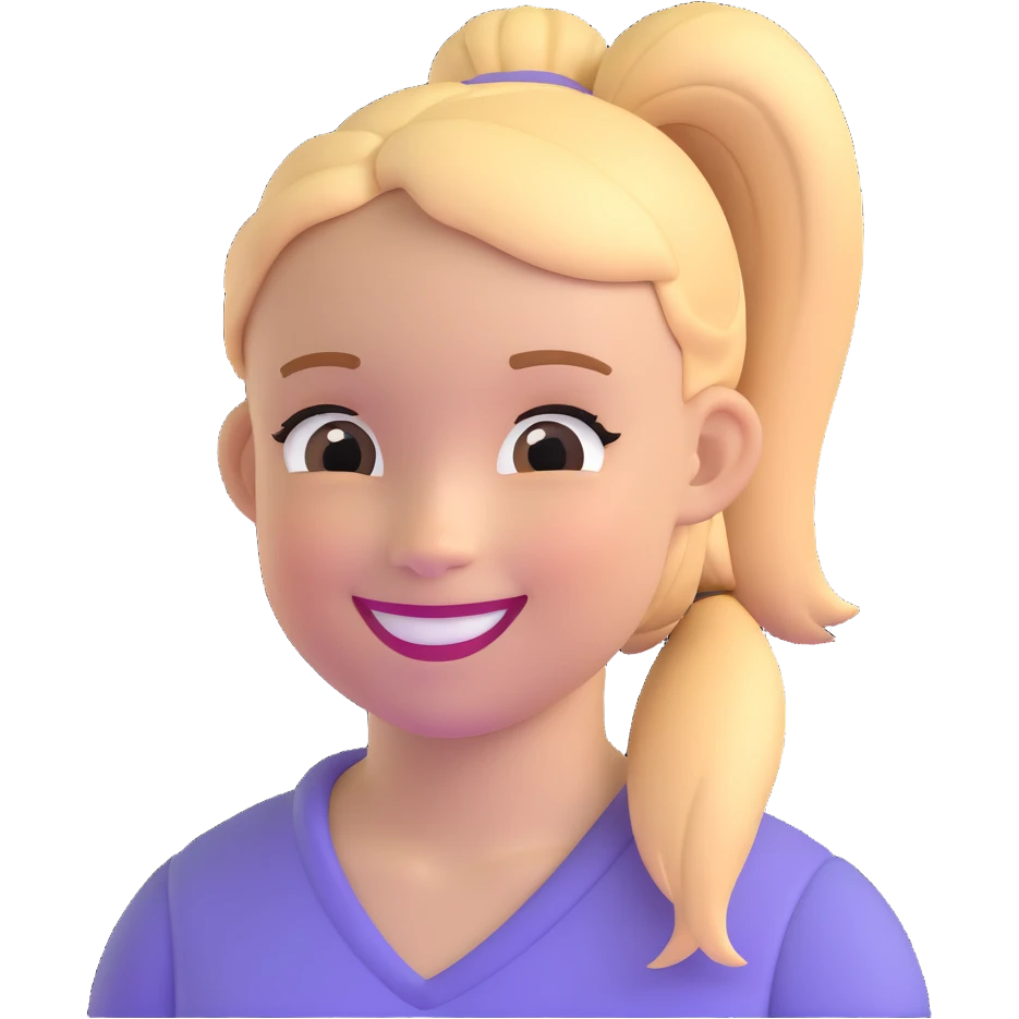 niña con coleta, expresión sonriente emoji