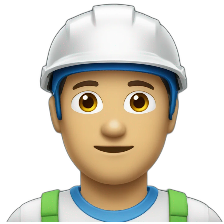 TÉCNICO CON CASCO DE SEGURIDAD Y PLAYERA AZUL CON VERDE  emoji
