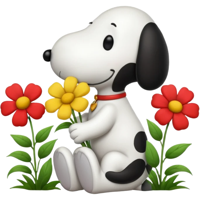snoopy kissing flowers emoji