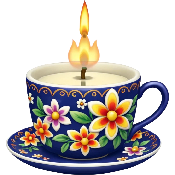 flower patterned teacup candle emoji