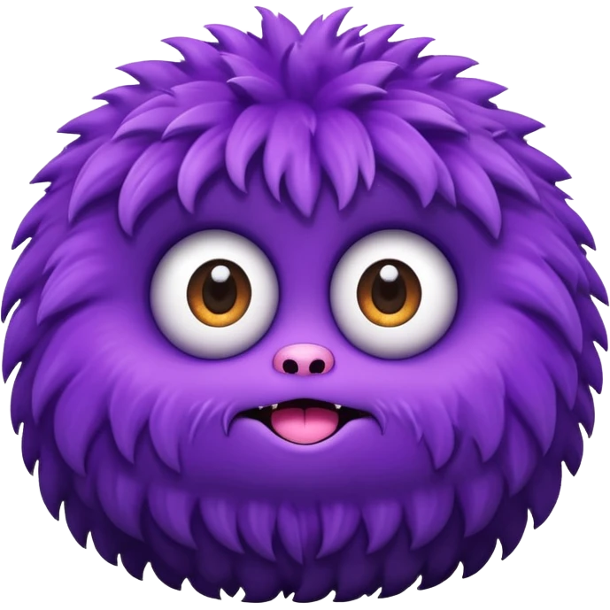 A round fluffy monster with big sparkling eyes emoji