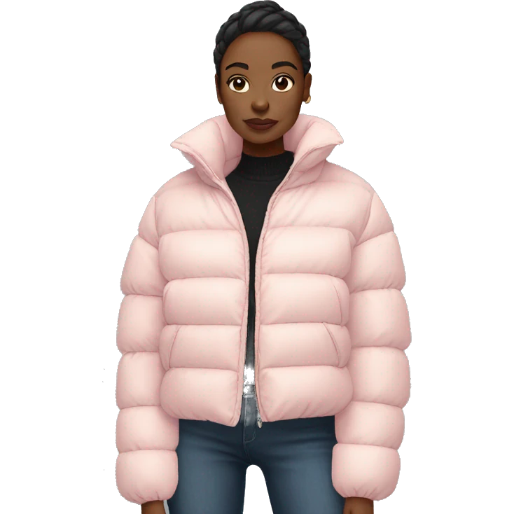 Light pink cropped puffer coat  emoji
