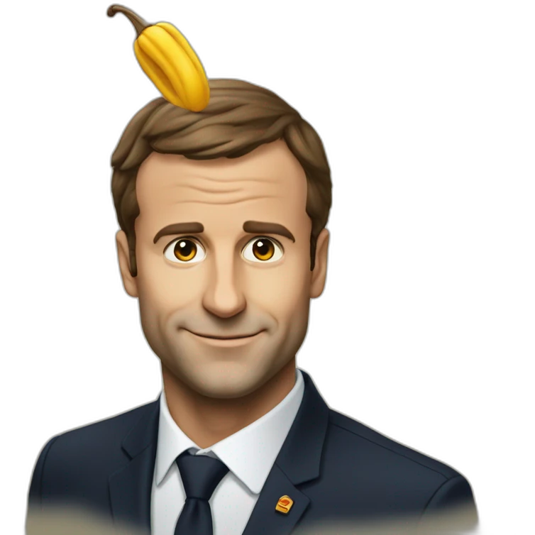 Macron avec une corne emoji
