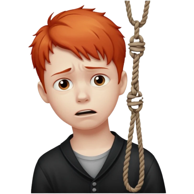 red headed boy hanging by his neck from a noose emoji