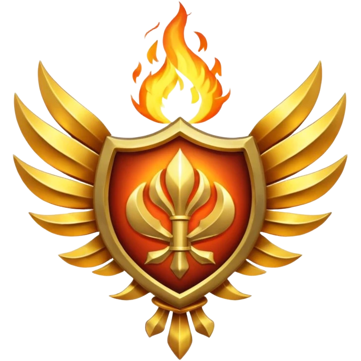 Simple minimalist Golden fiery crest symbol emoji