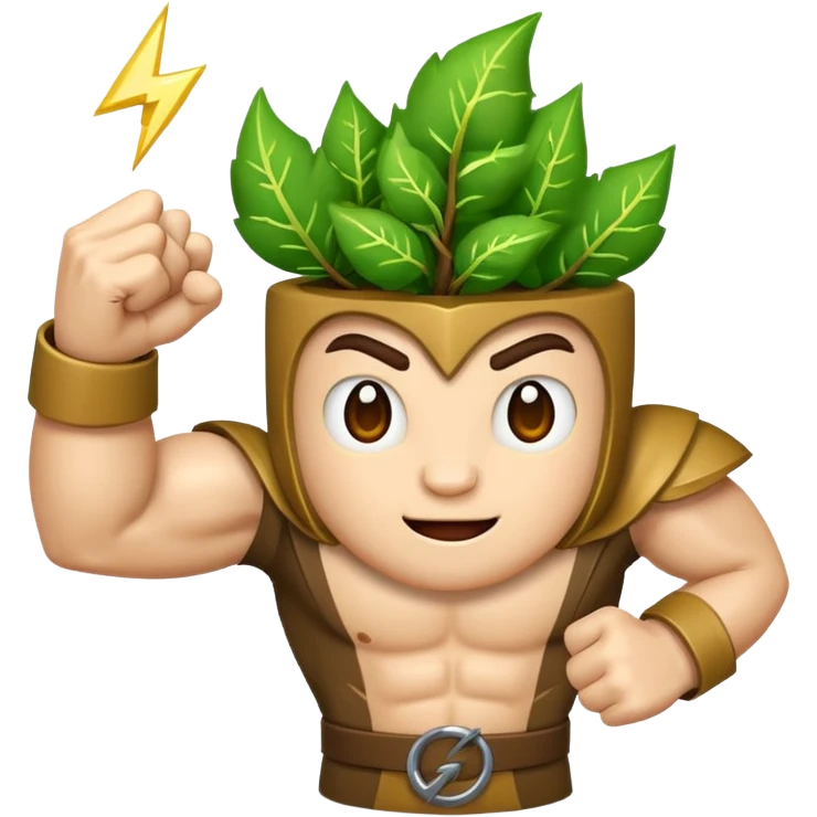 woodland character fist up with vine lightning emoji