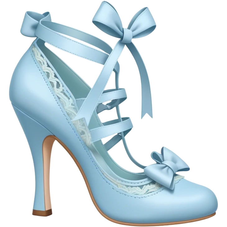 pastel blue heel with bow lace up emoji