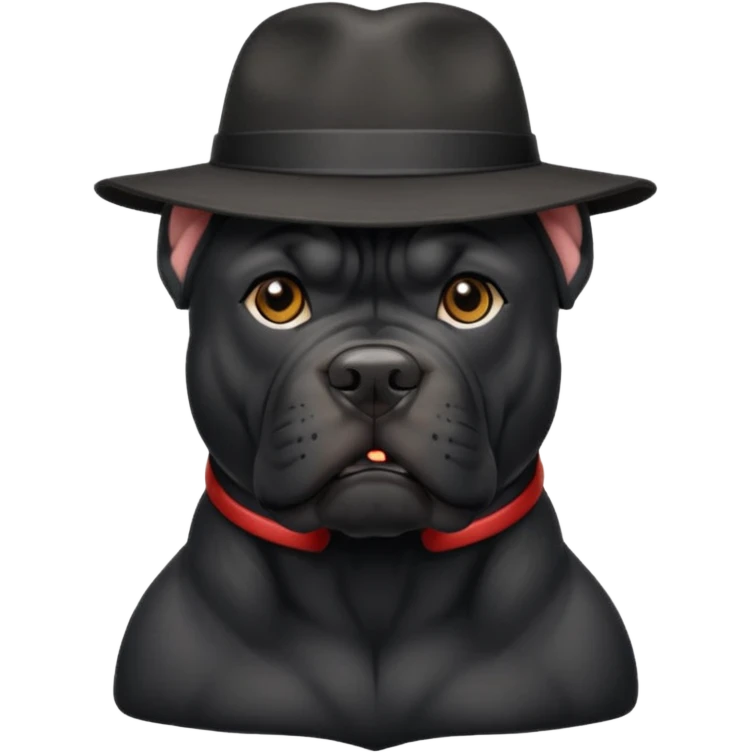Black cane corso with a hat on  emoji