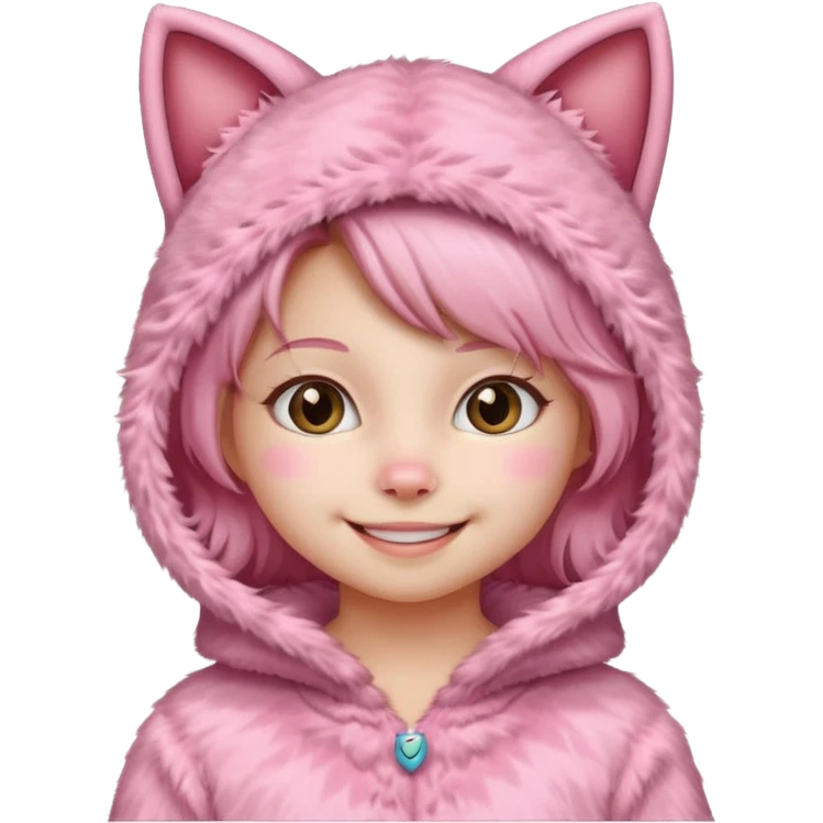 girl kid in pink cat costume emoji
