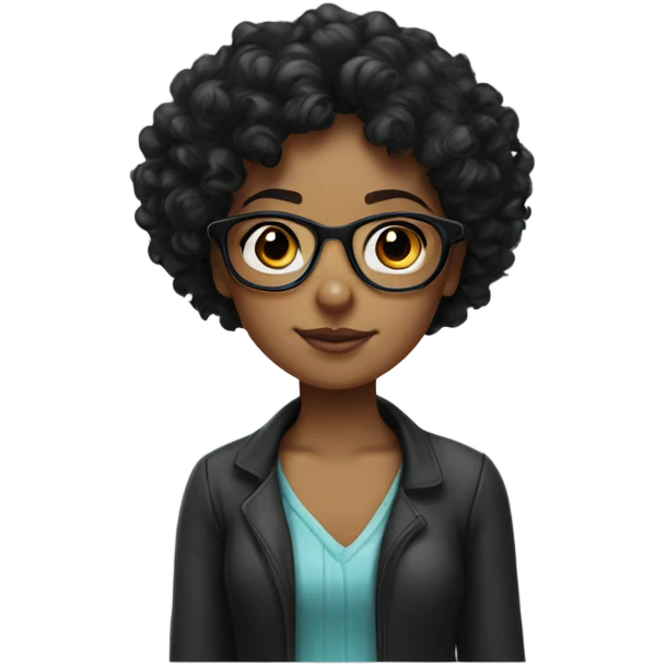 Black curly haired girl with glasses  emoji