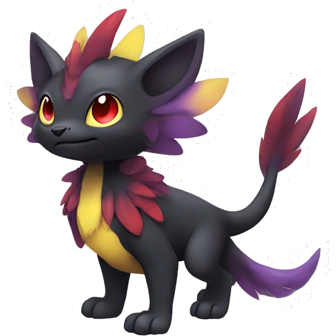 Cute cool dark black red purple yellow animal hybrid Fakemon full body emoji
