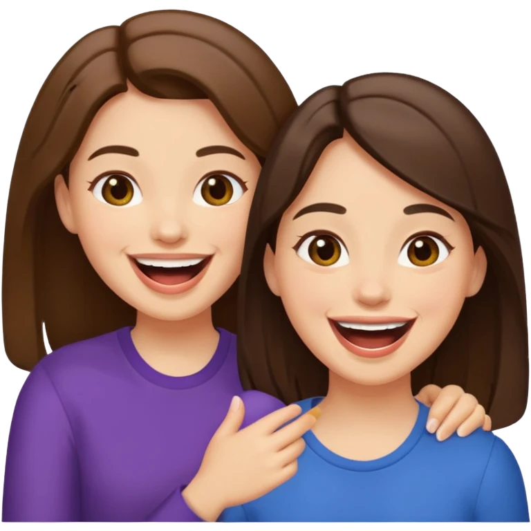 two best friends with brunette hair and light skin, laughing emoji